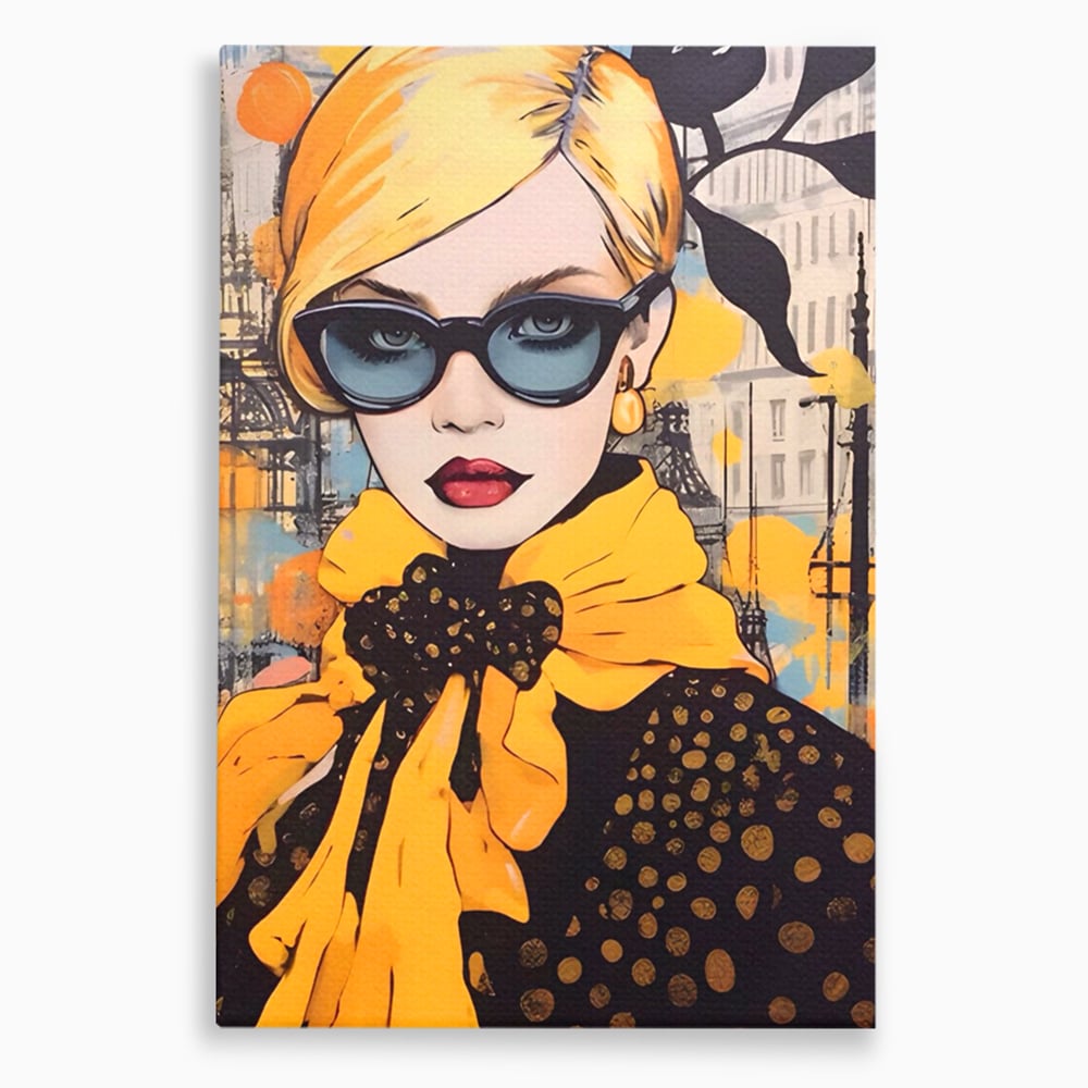 Tablou canvas cu tablou canvas cu portret de femeie blonda, fara rama, pe sasiu de lemn